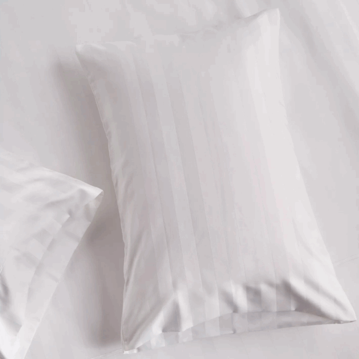 Dreyer Linen™ 100% Cotton Sateen Stripe 300TC Classic Duvet Cover Set - White - Image 3