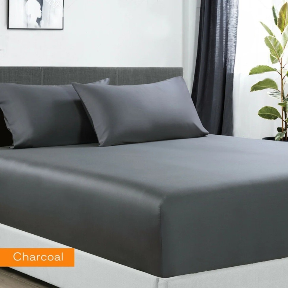 400tc Charcoal Fitted Sheet Dreyer Linen™ 100% Egyptian Cotton 400TC Fitted Sheet – Charcoal - Image 1